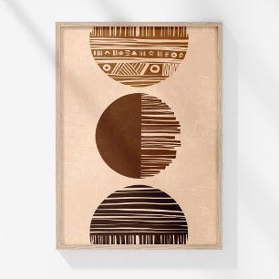 Coffee Brown Beige Abstract Boho Wall Art Poster