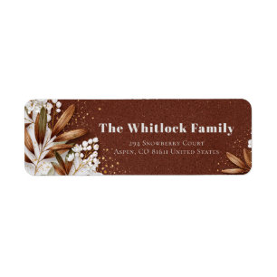 Coffee Brown Bronzed Leaf White Flower