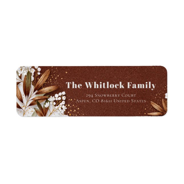 Coffee Brown Bronzed Leaf White Flower (Front)