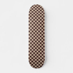 Coffee Brown Checkerboard Skateboard