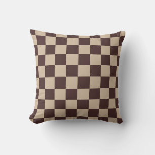 Coffee Brown Chequerboard Cushion