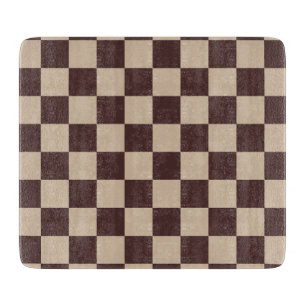 Coffee Brown Chequerboard Cutting Board