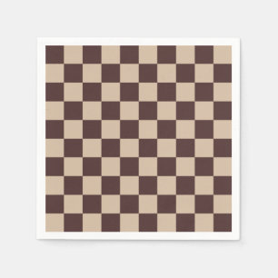 Coffee Brown Chequerboard Napkin
