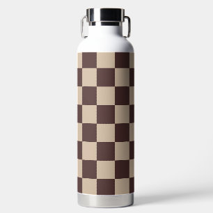Coffee Brown Chequerboard Water Bottle