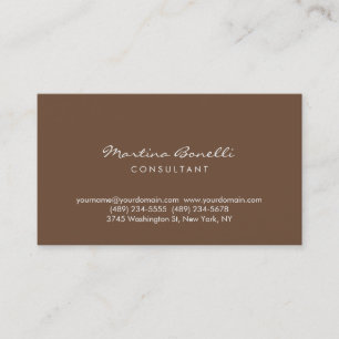 Coffee Brown Colour Minimalist Script Business Car Business Card