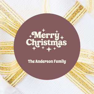 Coffee brown cream Merry Christmas favour Classic Round Sticker
