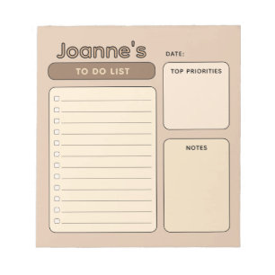 Coffee Brown Cute Customisable To Do List Notepad