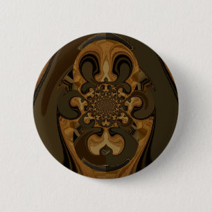 Coffee Brown Fluid Kaleidoscope Art Print 6 Cm Round Badge