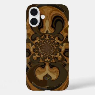 Coffee Brown Fluid Kaleidoscope Art Print iPhone 16 Plus Case