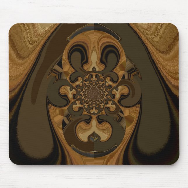 Coffee Brown Fluid Kaleidoscope Art Print Mouse Mat (Front)