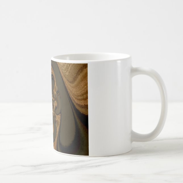 Coffee Brown Fluid Kaleidoscope Art Print Mug (Right)