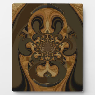 Coffee Brown Fluid Kaleidoscope Art Print Plaque