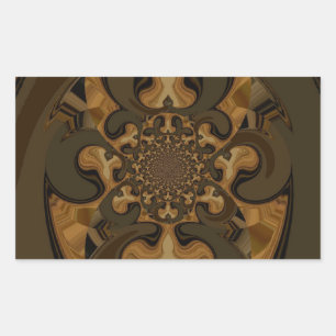 Coffee Brown Fluid Kaleidoscope Art Print Rectangular Sticker