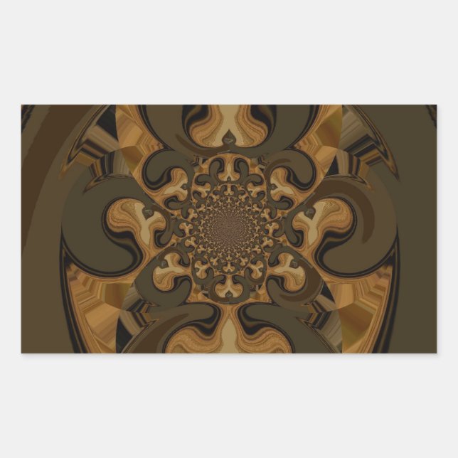Coffee Brown Fluid Kaleidoscope Art Print Rectangular Sticker (Front)
