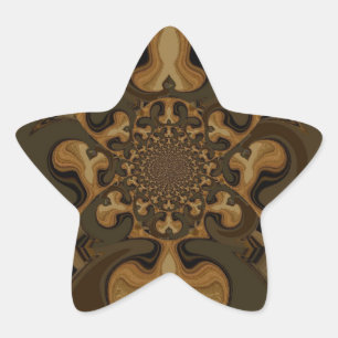 Coffee Brown Fluid Kaleidoscope Art Print Star Sticker
