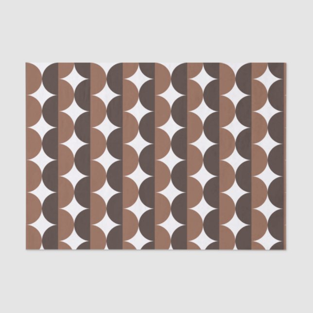 Coffee Brown Mocha Century Modern Wavy  Tissue Paper (Front)