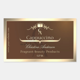 Coffee Brown Product Label Gold Frame and Monogram