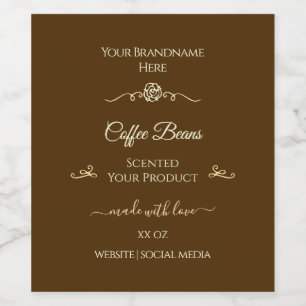 Coffee Brown Product Label Gold Frame Vintage Rose