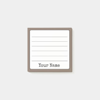 Coffee Brown Retro Add Your Name Lined  Post-it Notes