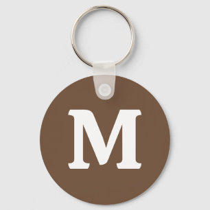 Coffee Brown Solid Color   Monogram  Key Ring