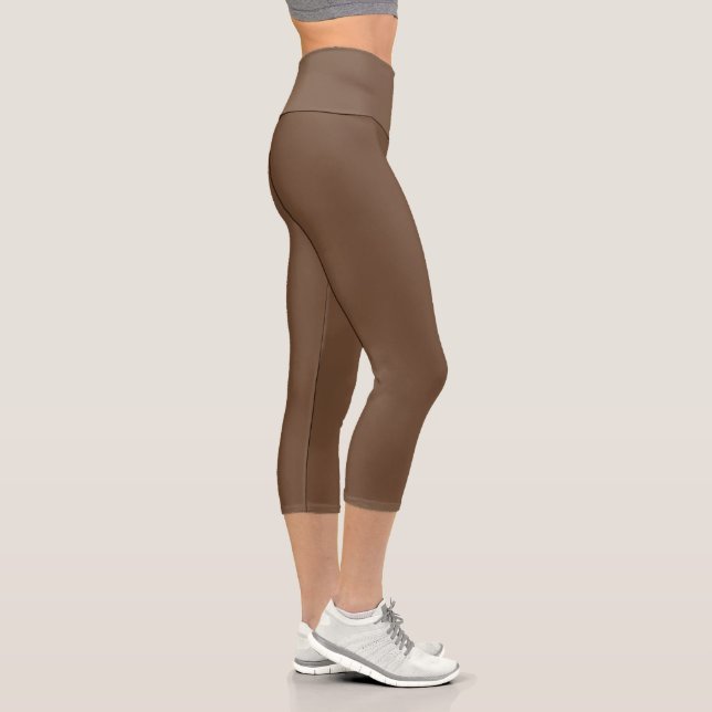Coffee Brown Solid Colour  Capri Leggings (Right)