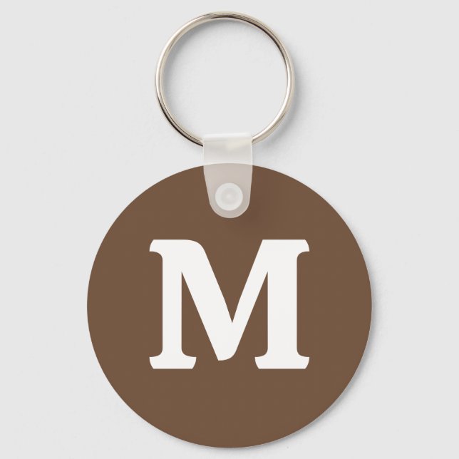 Coffee Brown Solid Colour | Monogram  Key Ring (Front)