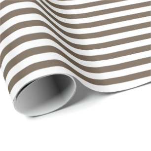 Coffee Brown White Stripe Wrapping Paper