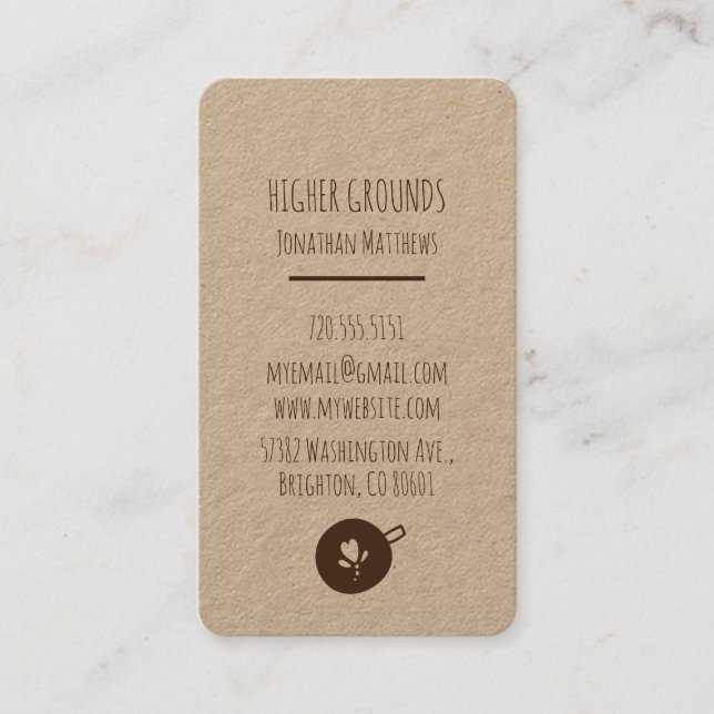Coffee Business Logo Craft Paper Business Card (Front)