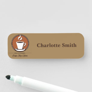 Coffee Business professional cafe espresso  shop Name Tag