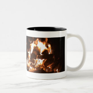 coffee by the fire Two-Tone coffee mug