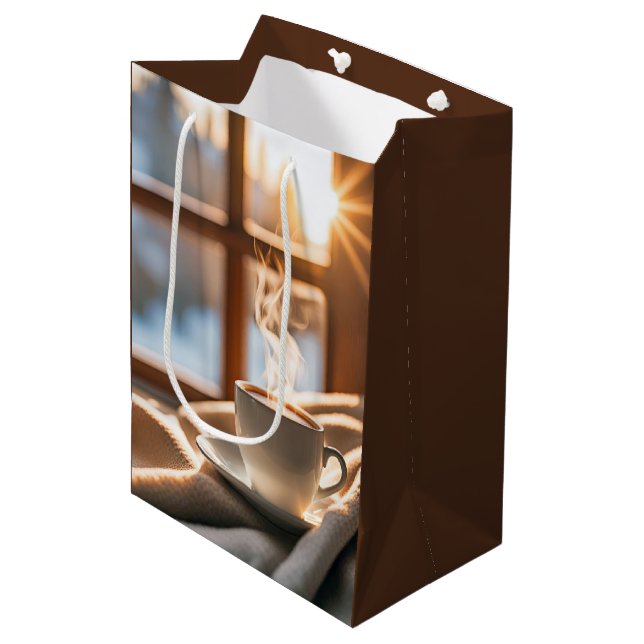 Coffee By Winter Window Medium Gift Bag (Front Angled)