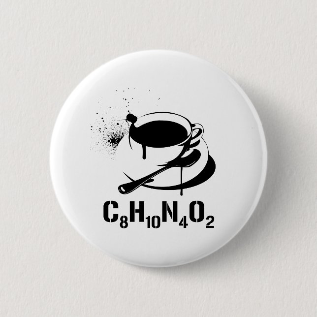 Coffee C8H10N4O2 6 Cm Round Badge (Front)