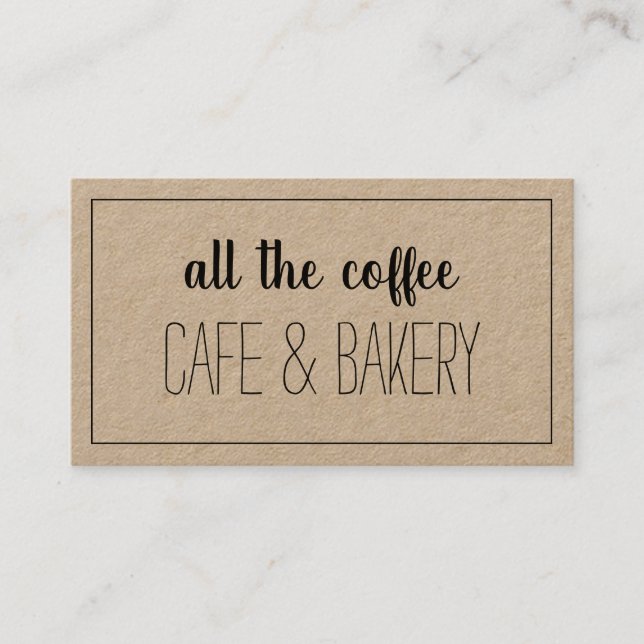 Coffee Cafe Bakery Kraft Typography Business Card (Front)