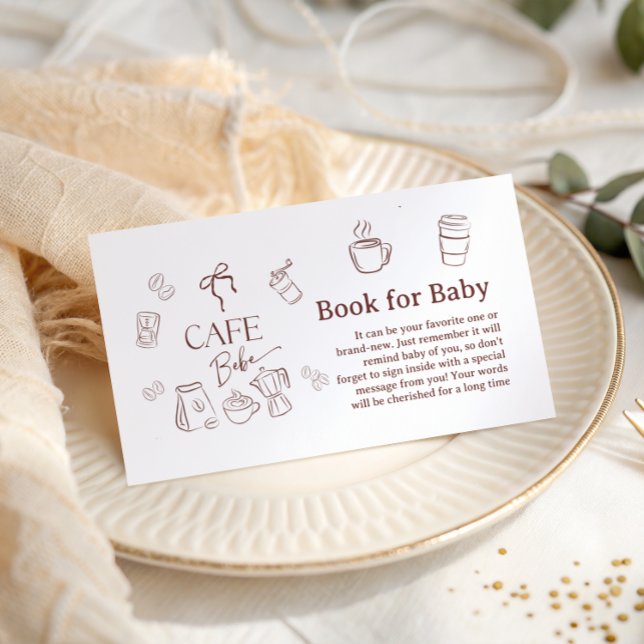 Coffee Cafe Bebe Brewing Book for Baby Shower Enclosure Card (Creator Uploaded)