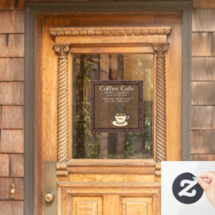 Coffee Cafe Business Hours Storefront Door Window Cling