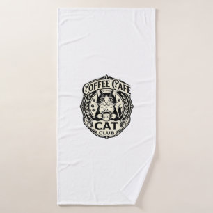 Coffee Cafe Cat Funny Cat Graphic - Coffee Cafe Ca Bath Towel