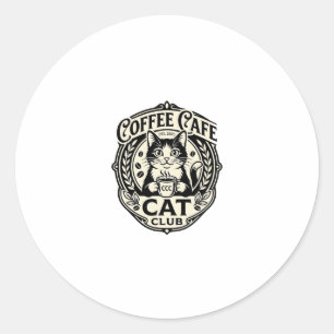 Coffee Cafe Cat Funny Cat Graphic - Coffee Cafe Ca Classic Round Sticker