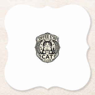 Coffee Cafe Cat Funny Cat Graphic - Coffee Cafe Ca Paper Coaster
