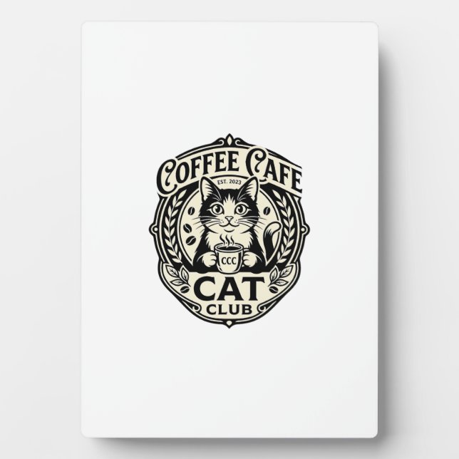Coffee Cafe Cat Funny Cat Graphic - Coffee Cafe Ca Plaque (Front)