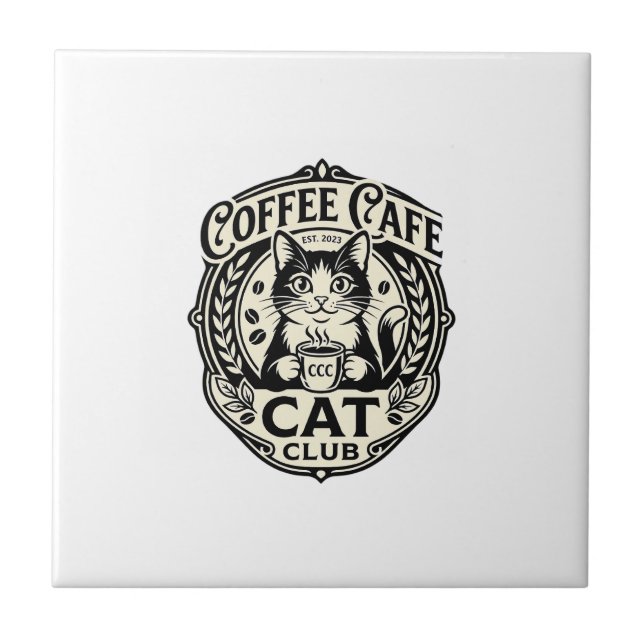 Coffee Cafe Cat Funny Cat Graphic - Coffee Cafe Ca Tile (Front)
