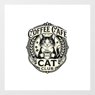 Coffee Cafe Cat Funny Cat Graphic - Coffee Cafe Ca Window Cling
