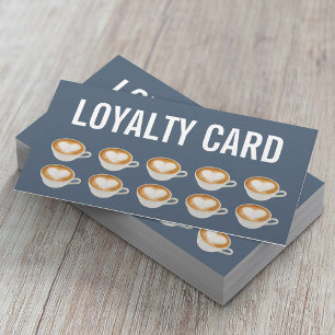 Coffee Cafe Elegant Dusty Blue Loyalty Card