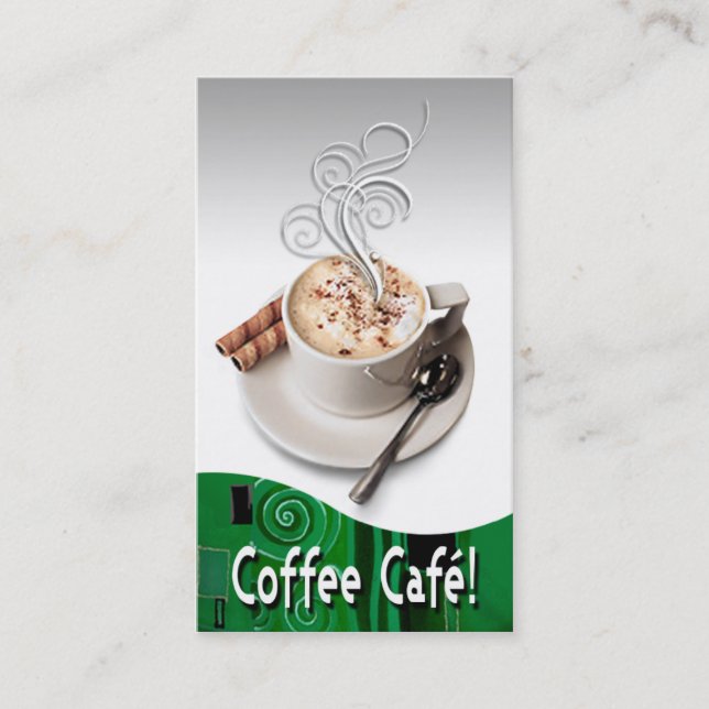 "Coffee Café" Gourmet Coffee, Capuccino, Espresso Business Card (Front)