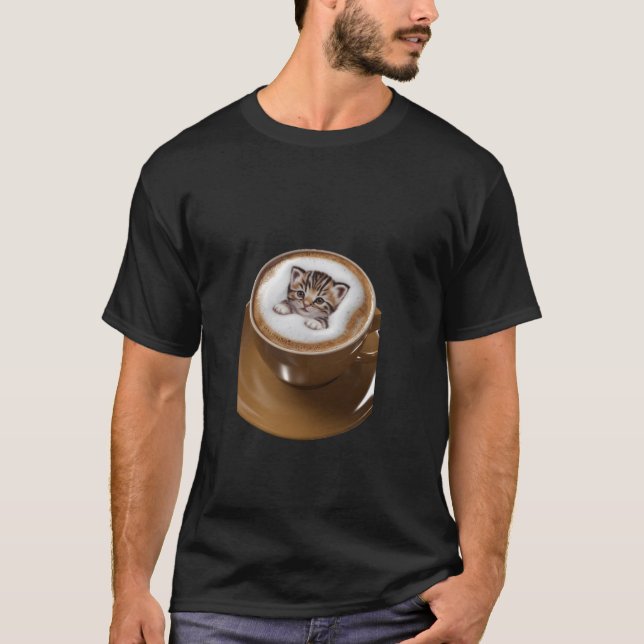 coffee cafe lover who loves cats kitten cat art fo T-Shirt (Front)