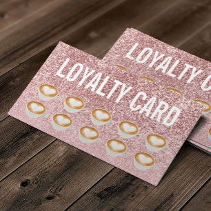 Coffee Cafe Modern Rose Gold Glitter Loyalty
