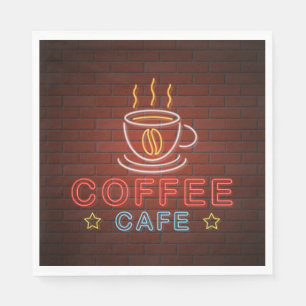 Coffee Cafe Neon Sign Napkin