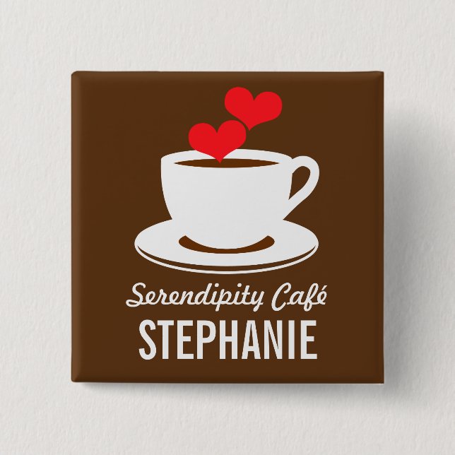 Coffee Café Shop Custom Employee Name Badge (Front)