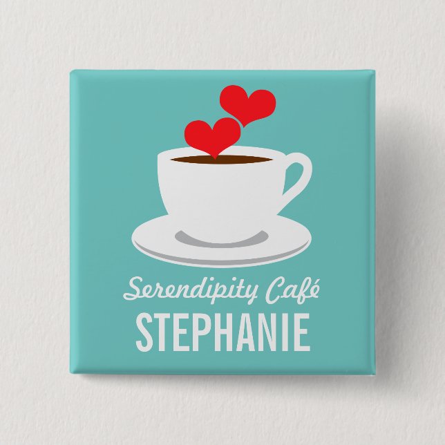 Coffee Café Shop Custom Employee Name Badge (Front)