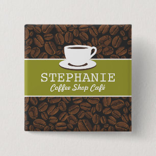Coffee Café Shop Custom Employee Name Badge
