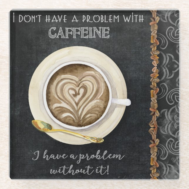 Coffee Caffeine Cappuccino Heart Art Coffee Shop Glass Coaster (Front)